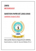 Question Paper Set for Meteorology (August 2022) for Second Mate (F.G.) Mercantile Marine Department (MMD), India Examinations - D.G. Shipping, India [2022, PDF] - Archive